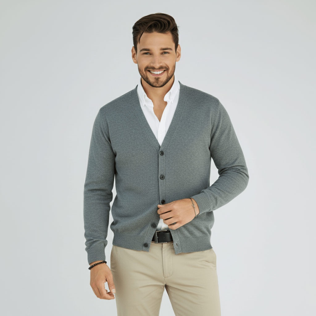 Old Money The Essential V - Neck Merino Cardigan - We Are Old Money C0AC525921A2448A8D021AE4A8E6B14B