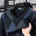 Old Money The Versatile Plaid V - Neck Knitted Sweater - We Are Old Money C56C06028DE74CD0AEFA0F9AA444FFD4