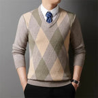 Old Money The Versatile Plaid V - Neck Knitted Sweater - We Are Old Money C56C06028DE74CD0AEFA0F9AA444FFD4
