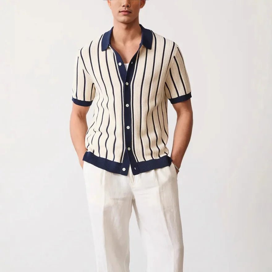 Pembroke Striped Polo Cardigan - We Are Old Money F38239E708464EB9AF1C0FA8EEA5A3B2