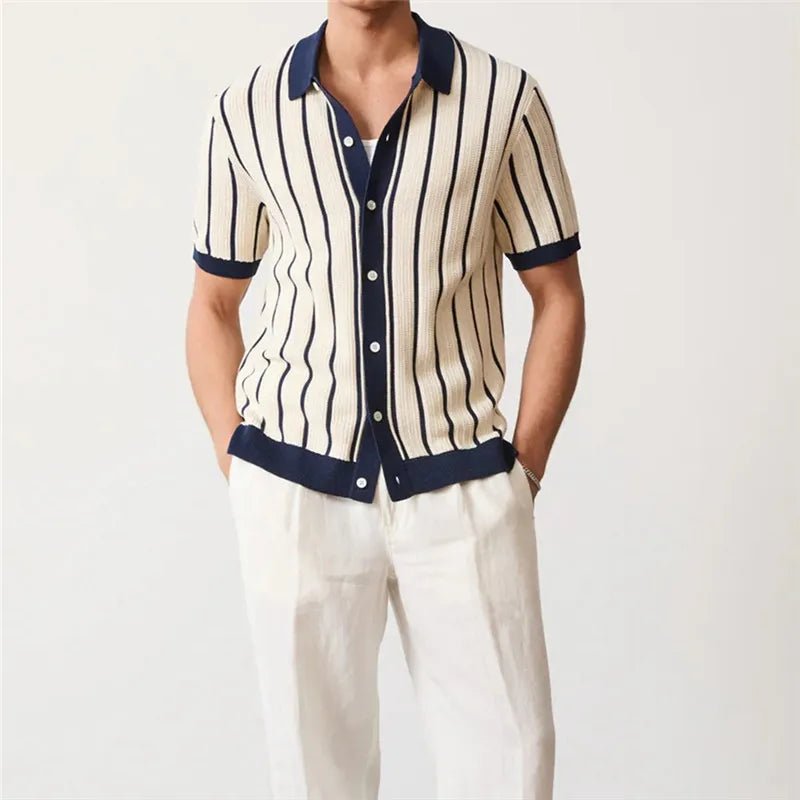 Pembroke Striped Polo Cardigan - We Are Old Money F38239E708464EB9AF1C0FA8EEA5A3B2