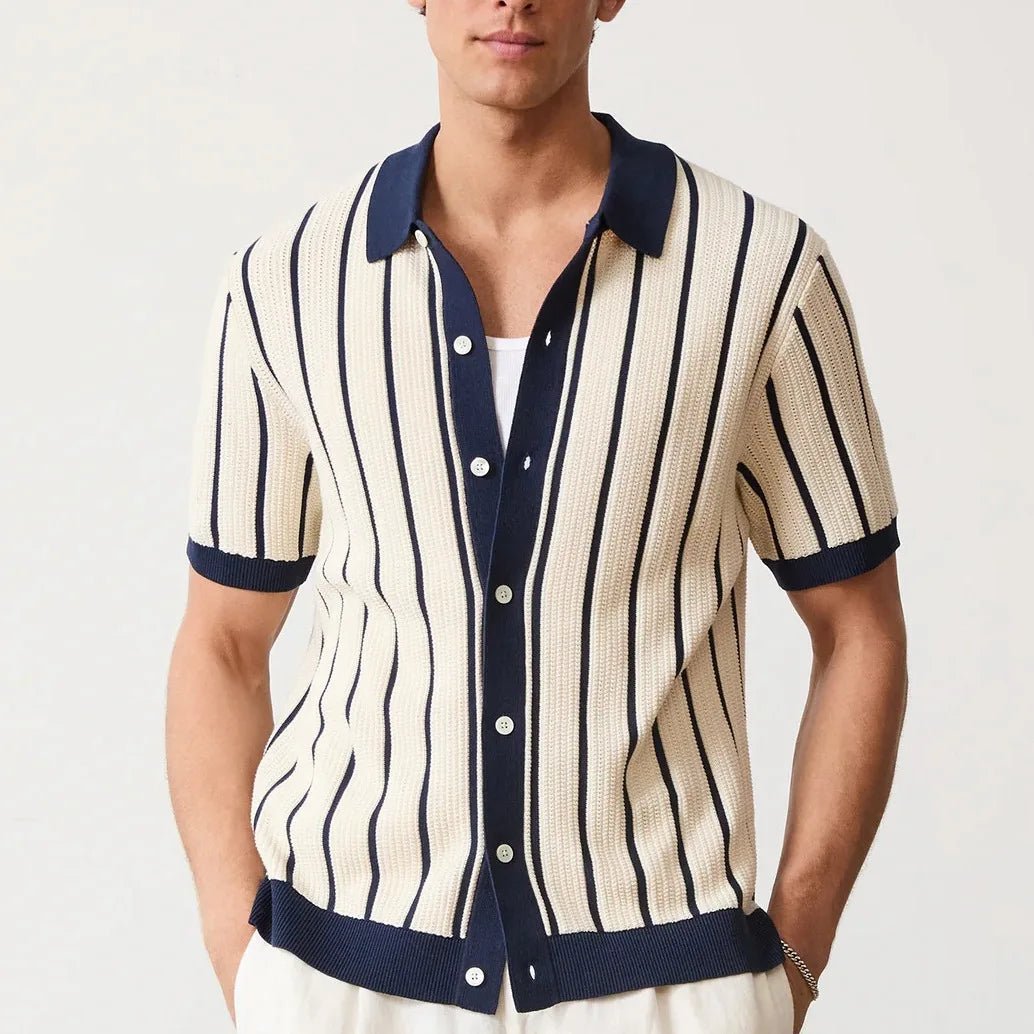 Pembroke Striped Polo Cardigan - We Are Old Money F38239E708464EB9AF1C0FA8EEA5A3B2