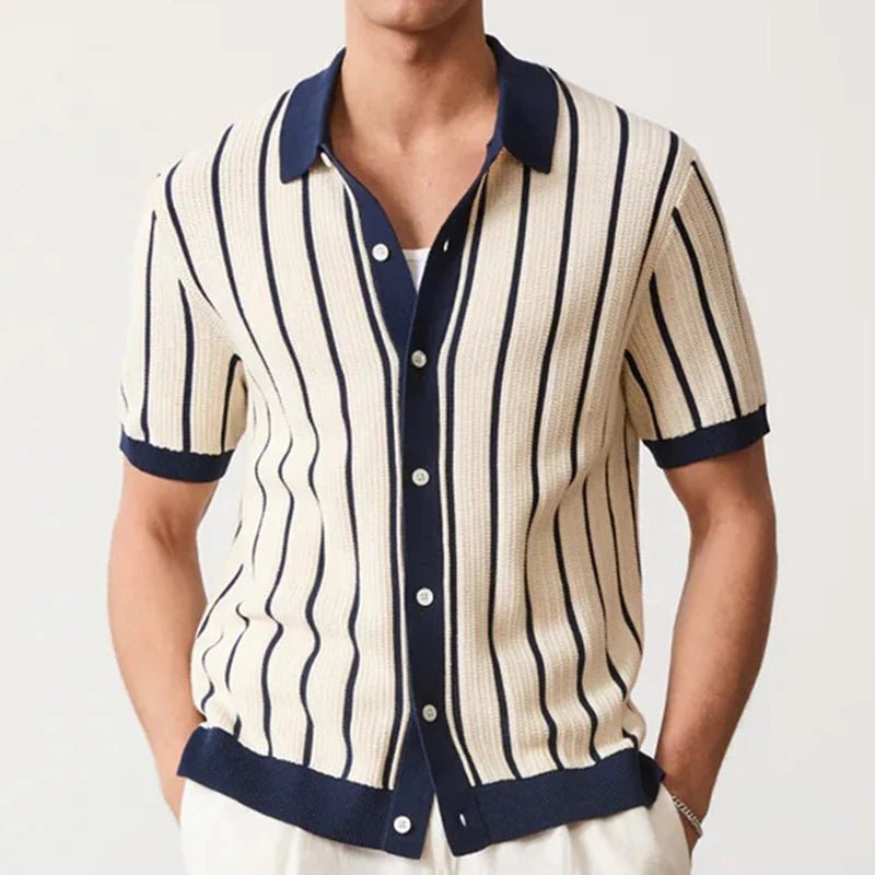 Pembroke Striped Polo Cardigan - We Are Old Money F38239E708464EB9AF1C0FA8EEA5A3B2