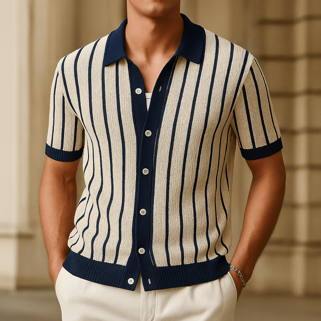 Pembroke Striped Polo Cardigan - We Are Old Money F38239E708464EB9AF1C0FA8EEA5A3B2