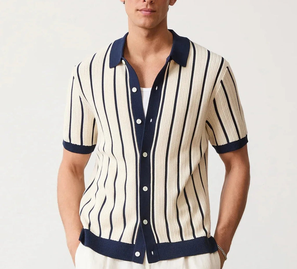 Pembroke Striped Polo Cardigan - We Are Old Money F38239E708464EB9AF1C0FA8EEA5A3B2