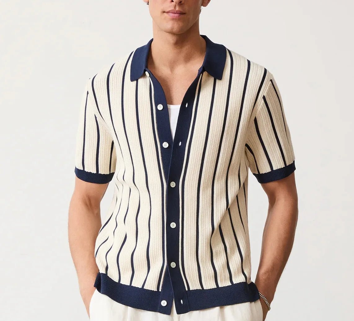 Pembroke Striped Polo Cardigan - We Are Old Money F38239E708464EB9AF1C0FA8EEA5A3B2