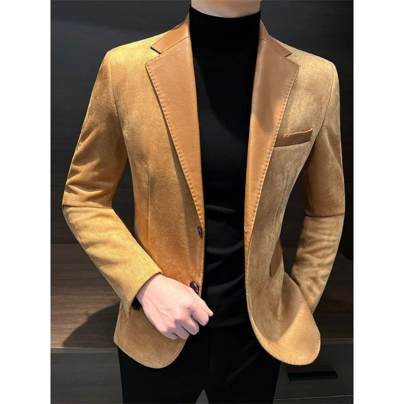 Old Money Deerskin Casual Men's Suit Jacket - We Are Old Money ACC5CE85D144407699E663B002BB401D