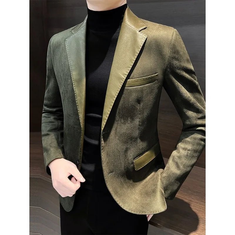Old Money Deerskin Casual Men's Suit Jacket - We Are Old Money ACC5CE85D144407699E663B002BB401D