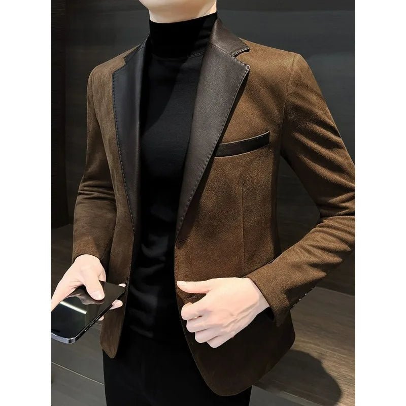 Old Money Deerskin Casual Men's Suit Jacket - We Are Old Money ACC5CE85D144407699E663B002BB401D