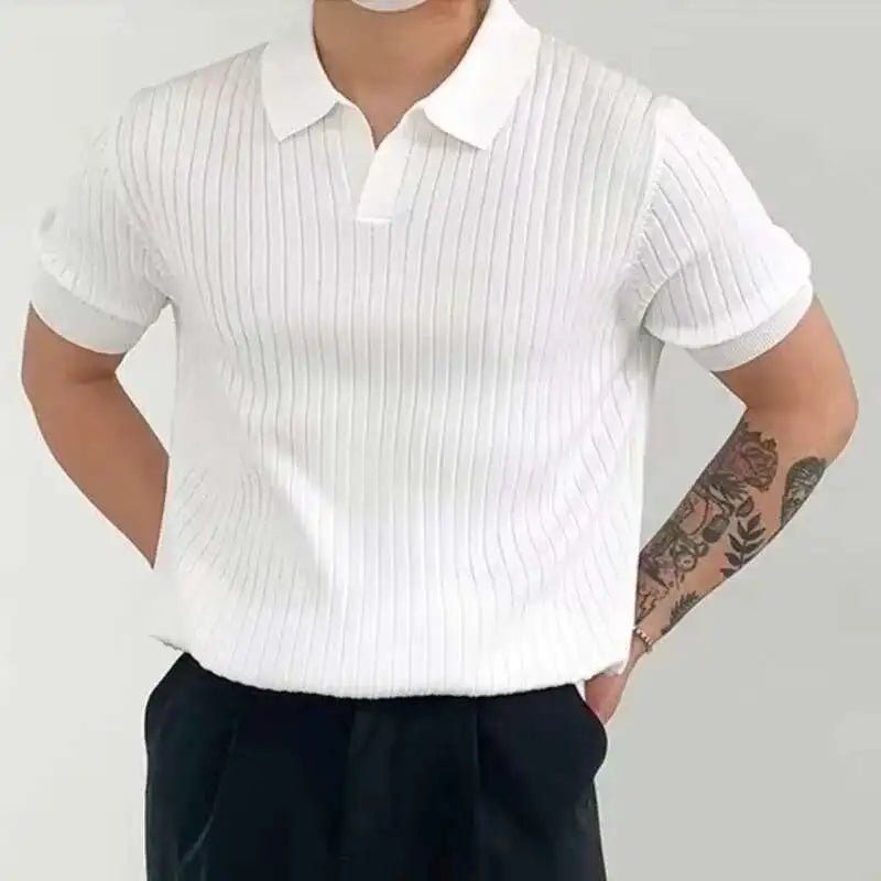 Old Money Men's Knitted Polo Shirt - We Are Old Money A52D47F82EE74CF7BD5181C14DD19B76