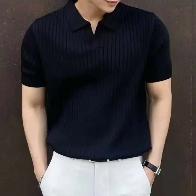 Old Money Men's Knitted Polo Shirt - We Are Old Money A52D47F82EE74CF7BD5181C14DD19B76