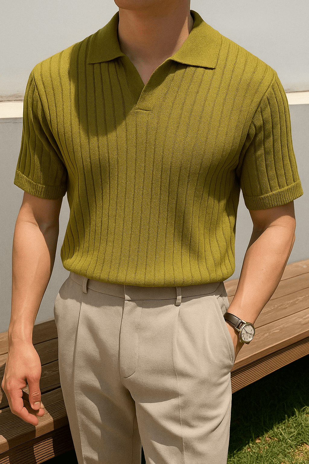 Old Money Men's Knitted Polo Shirt - We Are Old Money A52D47F82EE74CF7BD5181C14DD19B76