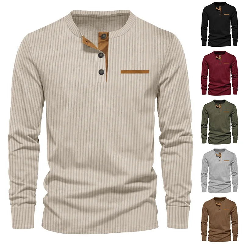 The Langford Corduroy Henley Shirt – Timeless Seasonal Wear - We Are Old Money 11640D7A0A8141C2BB83F90C0711F367