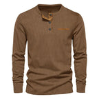 Old Money Men's Corduroy Henley Shirt - We Are Old Money 11640D7A0A8141C2BB83F90C0711F367