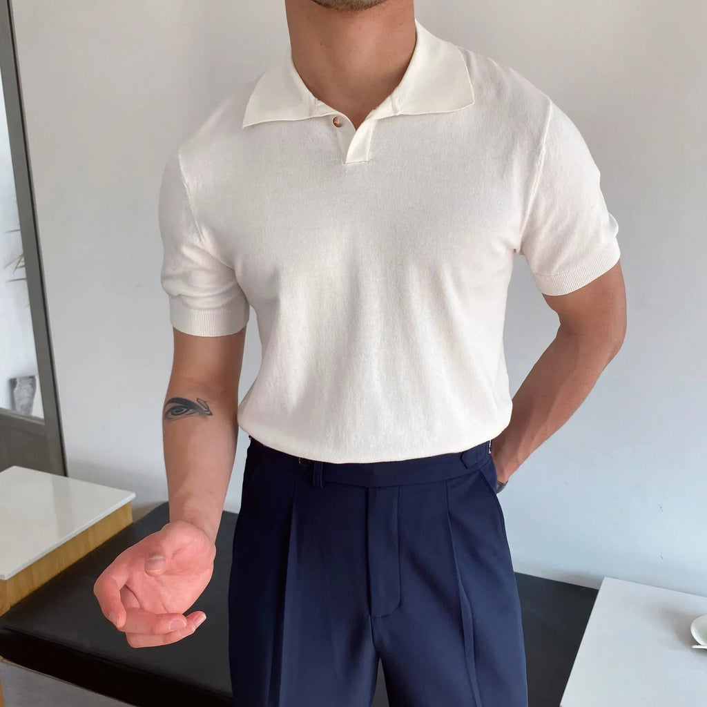 Old Money Turn-down Collar Polo Shirt - We Are Old Money BB399AB55D5B4E3C894C289B1D7D8C2F